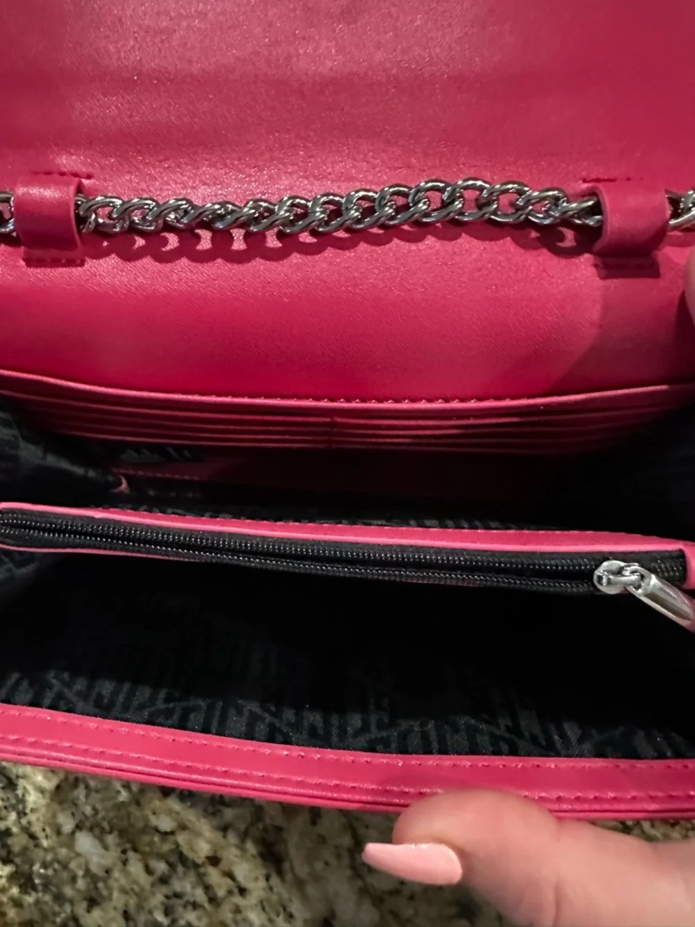 Kurt Geiger London Small Shoreditch Bow clutch in pink velvet. - Picture 13 of 16